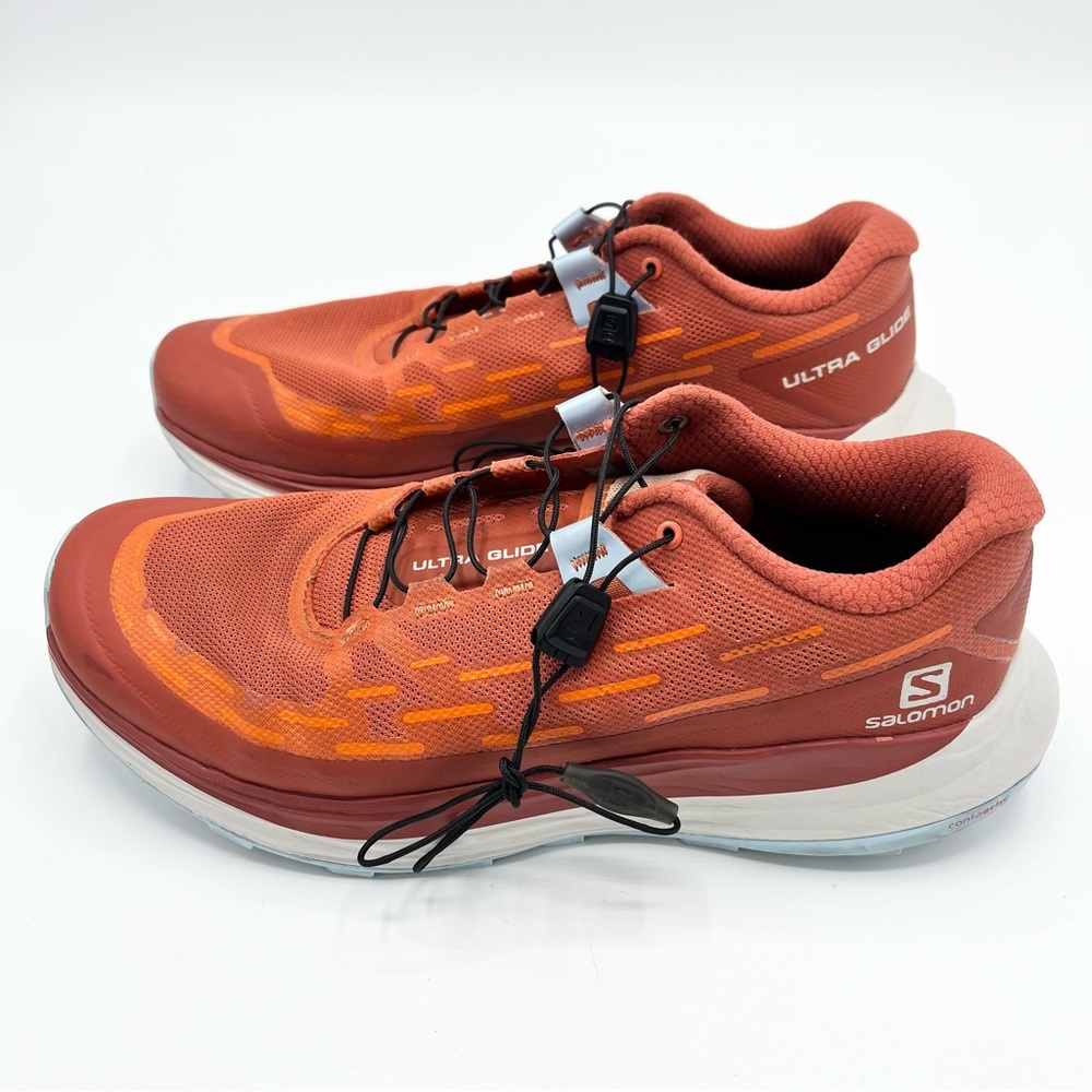 Salomon Ultra Glide Women’s Trail Running Shoes Orange Red Drawstring Size 8.5